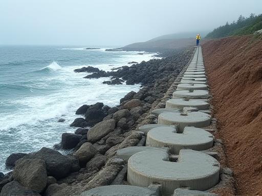 Installation of tetrapods for coastal protection