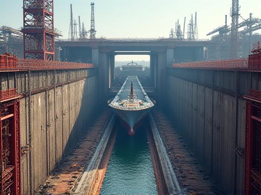 Shipyard infrastructure development emphasizing dry docks